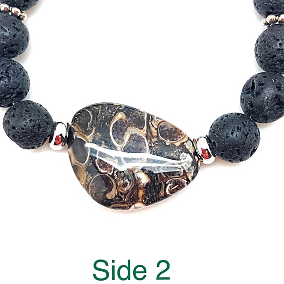 Turritella Agate & Lava Rock Unisex Necklace 18” or 20”, NWT, Ships in Gift Box - Picture 8 of 10